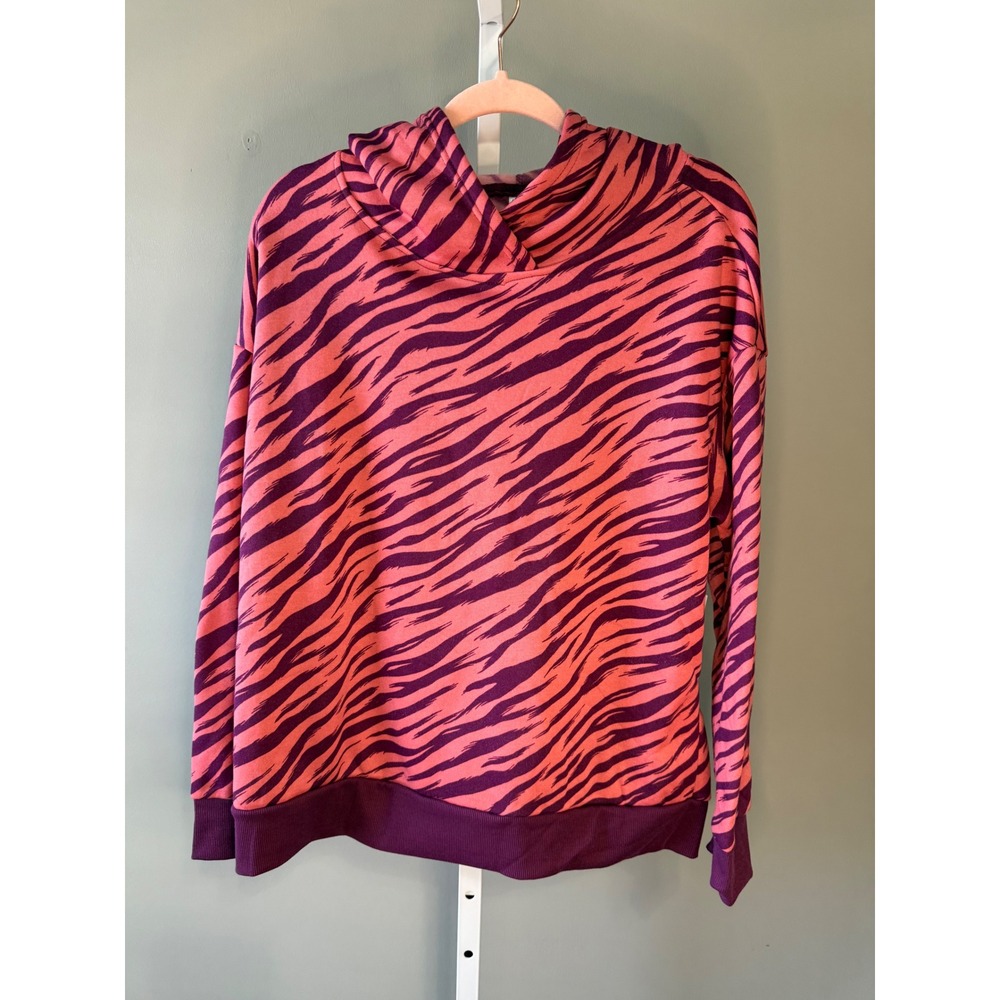 Just‎ Be Tiger Stripe Fleece Hoodie Pink Magenta Plus Size 2X NWT
